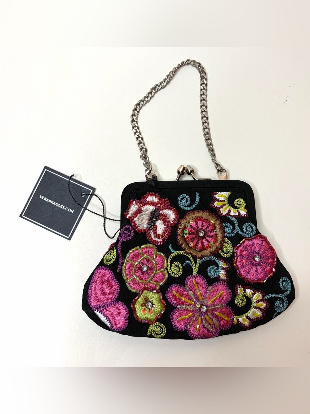 Vera Bradley 25 Years Floral Embroidered Chain-Handle Coin Purse NWT
